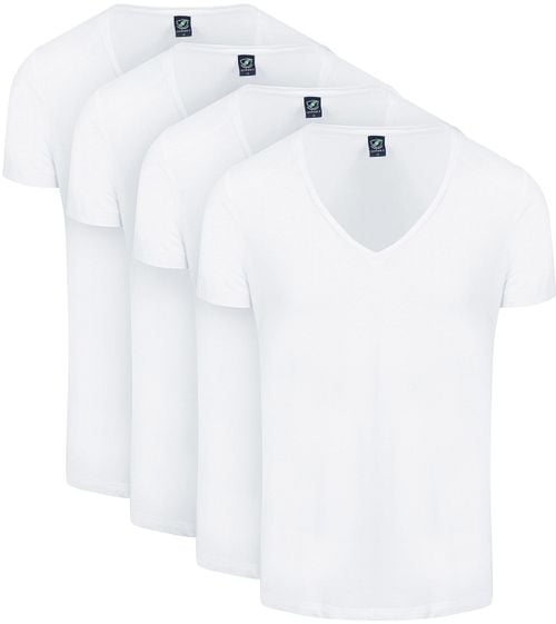 Suitable Vibamboru T-Shirt Diepe V-Hals Wit 4-Pack Product