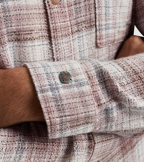 Cast Iron Overshirt Checks Pink Model / Detail