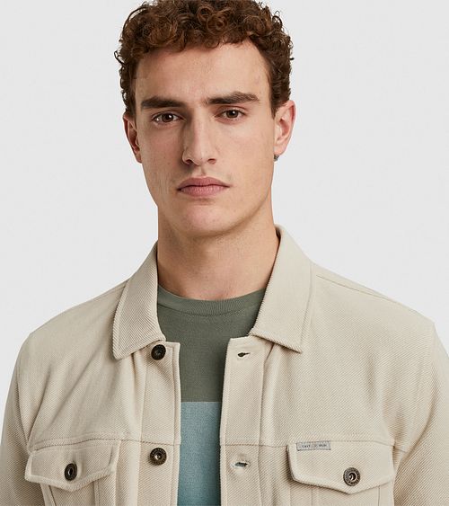 Cast Iron Overshirt Twill Beige Model / Detail