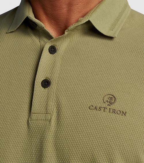 Cast Iron Polo Shirt Popcorn Green Model / Detail