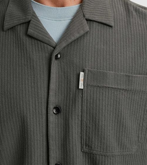 Cast Iron Short-sleeve Shirt Jersey Structure Taupe Model / Detail