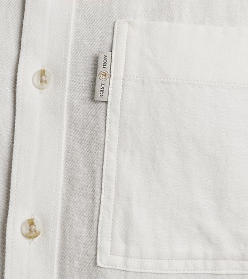Cast Iron Short-sleeve Shirt Linen Blend White Model / Detail