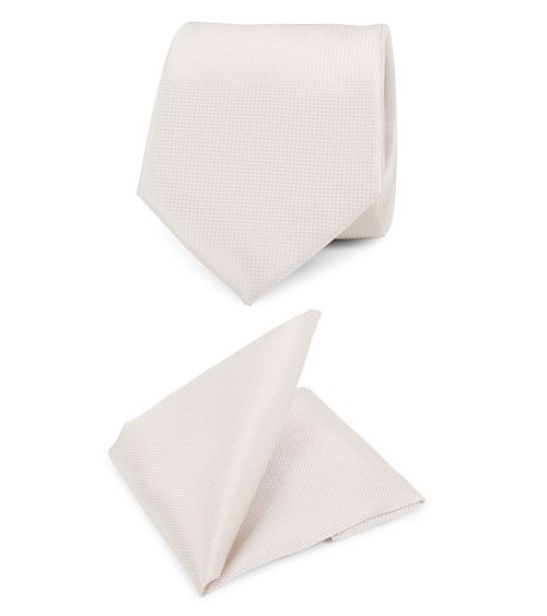 Hochzeit Krawatte + Einstecktuch Carre gebrochenes-Weiß Product