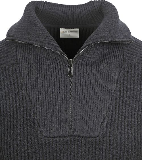 No Excess Half Zip Pullover Two Coloured Melange Black Product / Detail