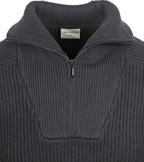No Excess Half Zip Trui Two Coloured Melange Zwart Product / Detail