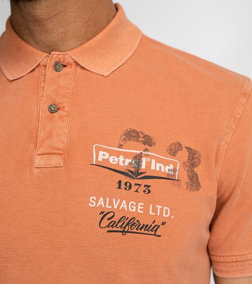 Petrol Polo Shirt Logo Orange Model / Detail