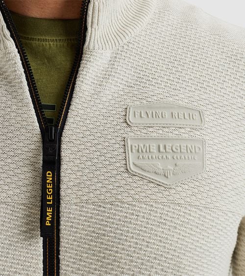 PME Legend Cardigan Cargo Knitted Ecru Model / Detail