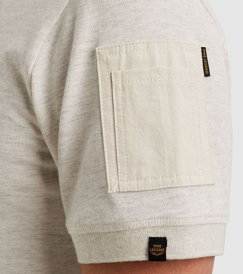 PME Legend Half-Zip Poloshirt Piqué Interlock Ecru Model / Detail