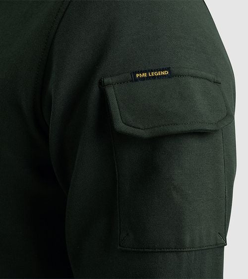 PME Legend Half Zip Trui Interlock Olijfgroen Model / Detail