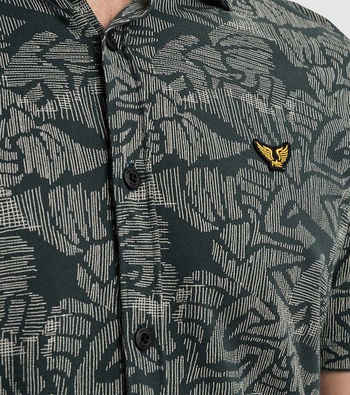 PME Legend Short Sleeve Hemd Druck Dunkelgrün Model / Detail