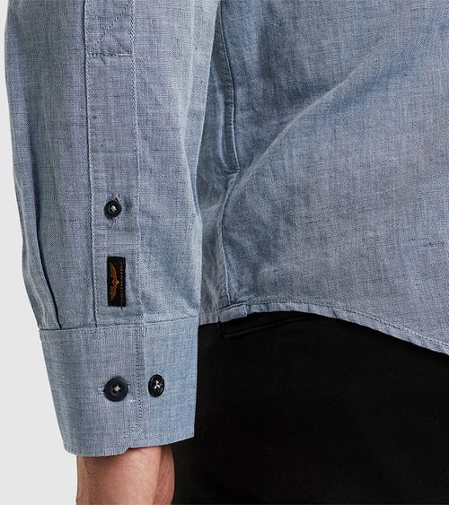 PME Legend Linen Shirt Light Blue Model / Detail