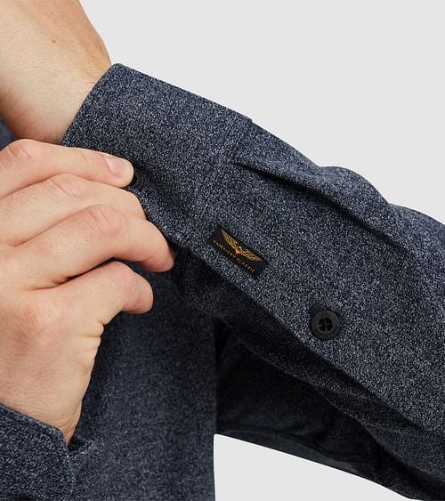 PME Legend Overhemd Melange Blauw Model / Detail
