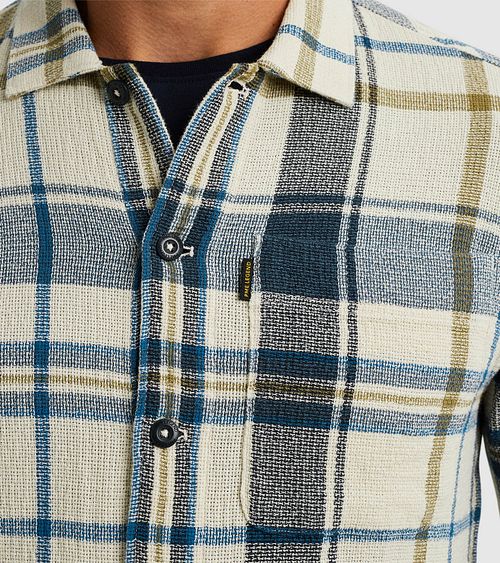 PME Legend Overshirt Checks Ecru Model / Detail
