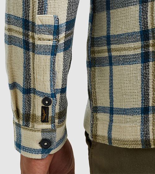 PME Legend Overshirt Checks Ecru Model / Detail