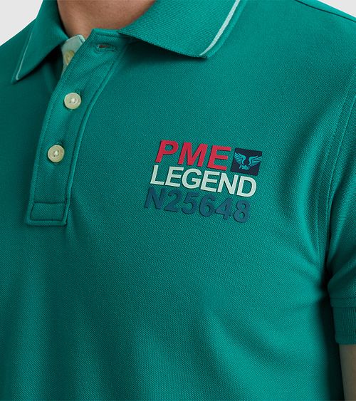 PME Legend Piqué Polo Shirt Logo Green Model / Detail