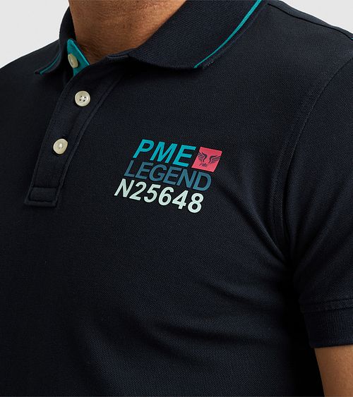 PME Legend Piqué Polo Shirt Logo Navy Model / Detail