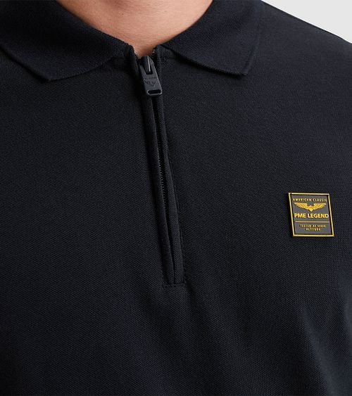 PME Legend Half-Zip Polo Shirt Piqué Interlock Navy Model / Detail