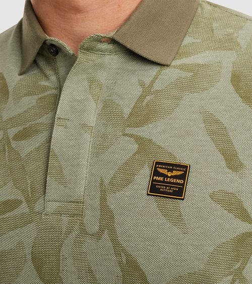 PME Legend Polo Shirt Piqué Print Green Model / Detail