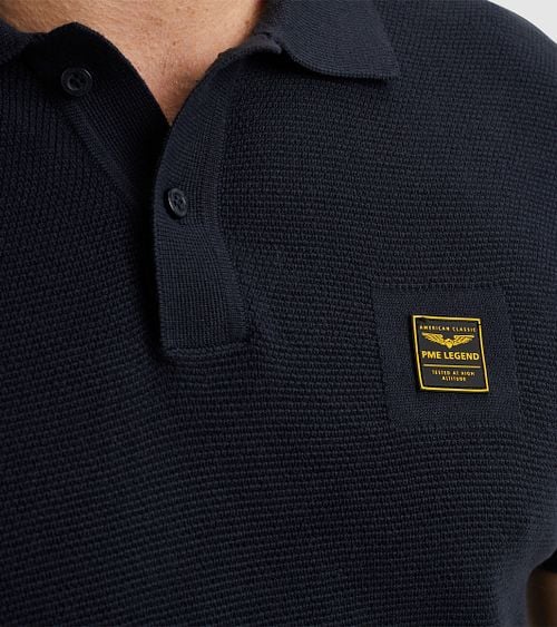 PME Legend Poloshirt Knitted Navy Model / Detail