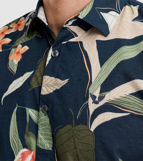 PME Legend Short Sleeve Overhemd Print Navy Model / Detail