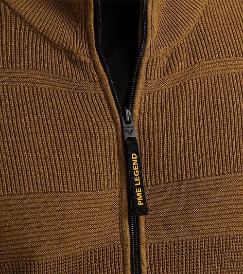 PME Legend Strickjacke Okergelb Model / Detail