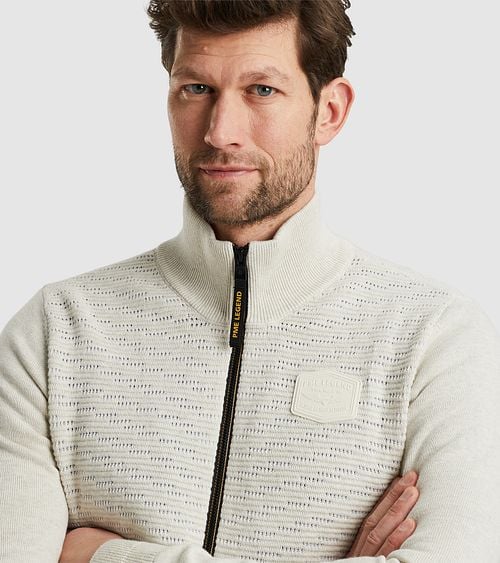 PME Legend Sweat Zip Jacket Ecru Model / Detail