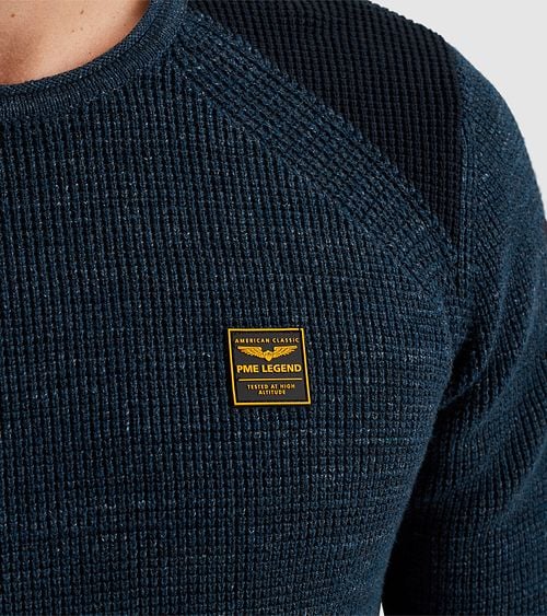 PME Legend Sweater Rib Melange Navy Model / Detail