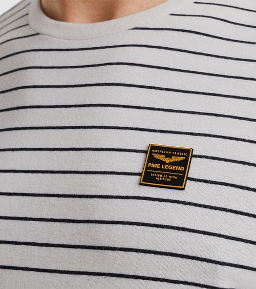 PME Legend Jersey T-Shirt Streifen Weiß Model / Detail