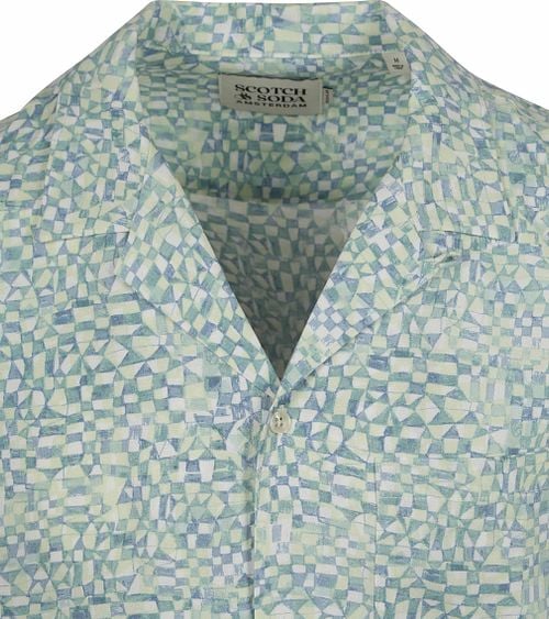 Scotch and Soda Shortsleeve Shirt Print Light Green Product / Detail