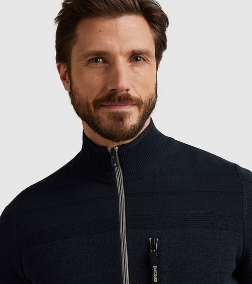 Vanguard Cardigan Mouliné Navy Zipper Model / Detail