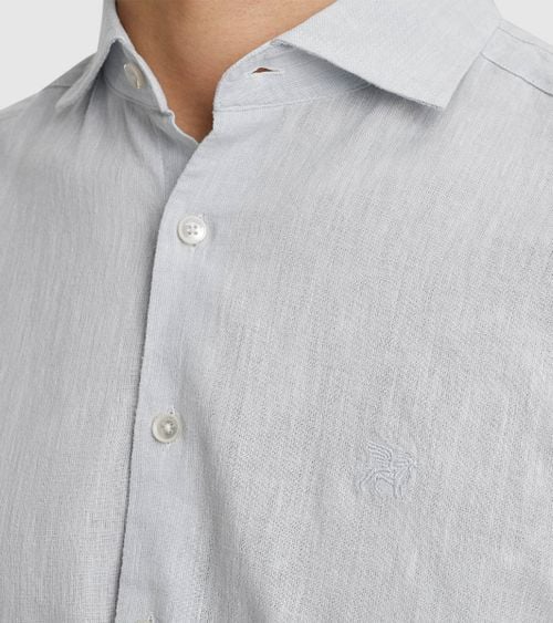 Vanguard Overhemd Linnen Blend Lichtblauw Model / Detail