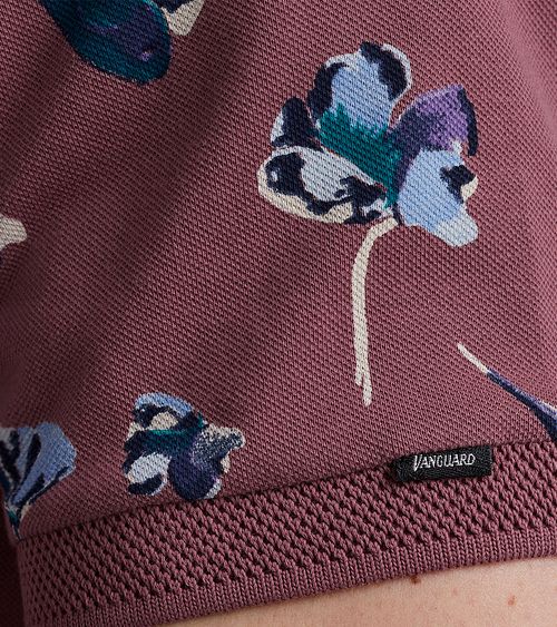 Vanguard Polo Shirt Piqué Flowers Dark Pink Model / Detail