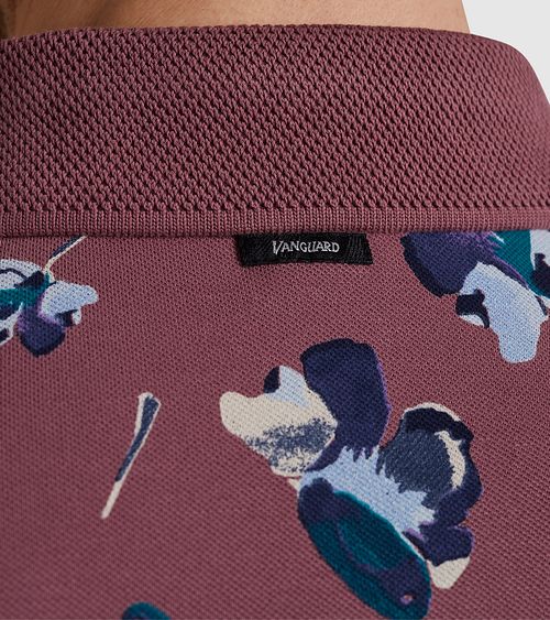 Vanguard Polo Shirt Piqué Flowers Dark Pink Model / Detail