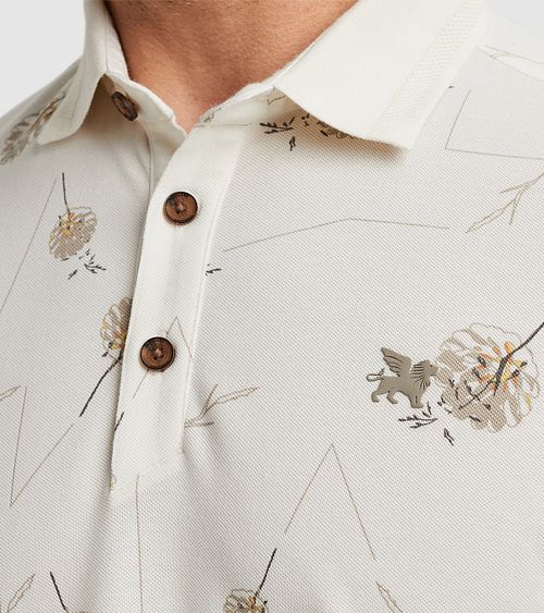 Vanguard Polo Shirt Print Ecru Model / Detail