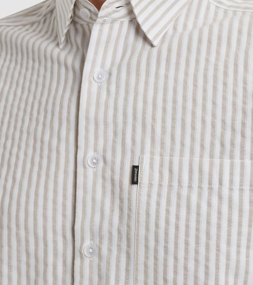 Vanguard Shirt Dobby Stripe Beige Model / Detail