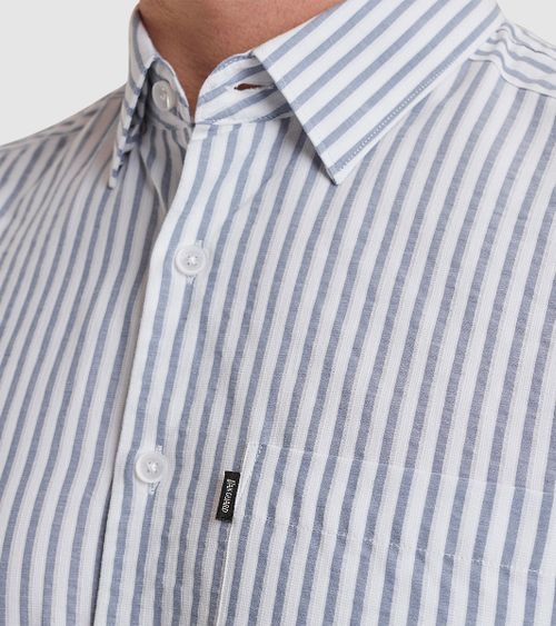 Vanguard Shirt Stripe Light Blue Model / Detail
