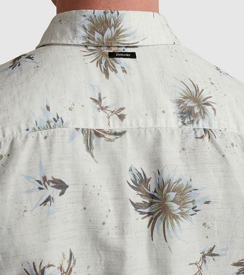 Vanguard Short Sleeves Overhemd Bloemen Ecru Model / Detail