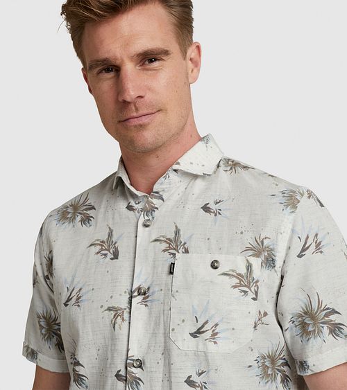Vanguard Short Sleeves Shirt Flowers Ecru Model / Detail
