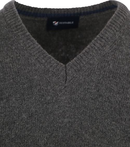 Suitable Lammwolle Pullover V-Ausschnitt Anthrazit Product / Detail