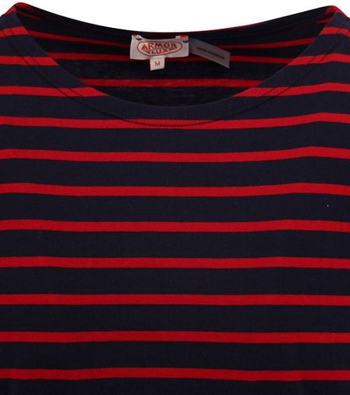Armor-Lux Hoëdic T-Shirt Strepen Navy Rood Product / Detail