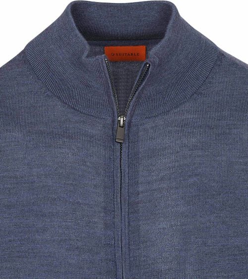 Suitable Cardigan Merino Denim Blauw Product / Detail