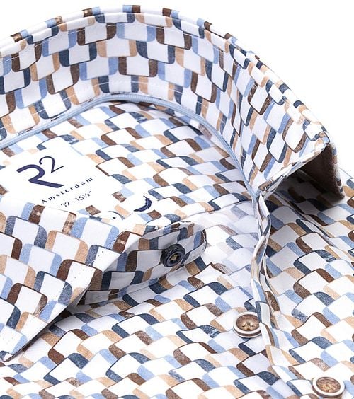 R2 Poplin Shirt Extra Long Sleeves Print Multicolor Product / Detail