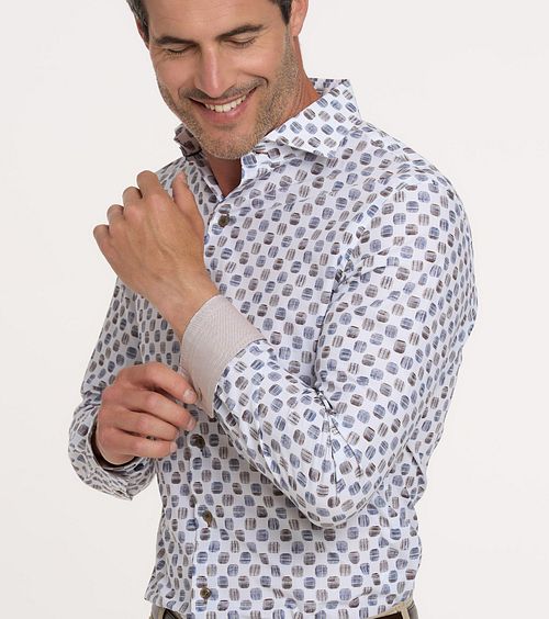 R2 Shirt Print Blue Model / Voorkant