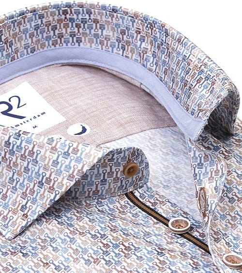R2 Shirt Short Sleeves Print Blue Model / Detail