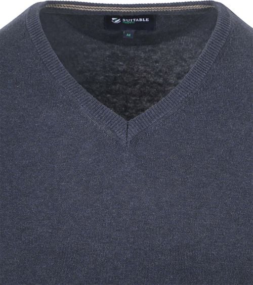 Suitable Respect Cotton Vinir Pullover Melange Navy Product / Detail