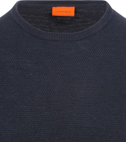 Suitable Pullover Structure Slub Navy Product / Detail