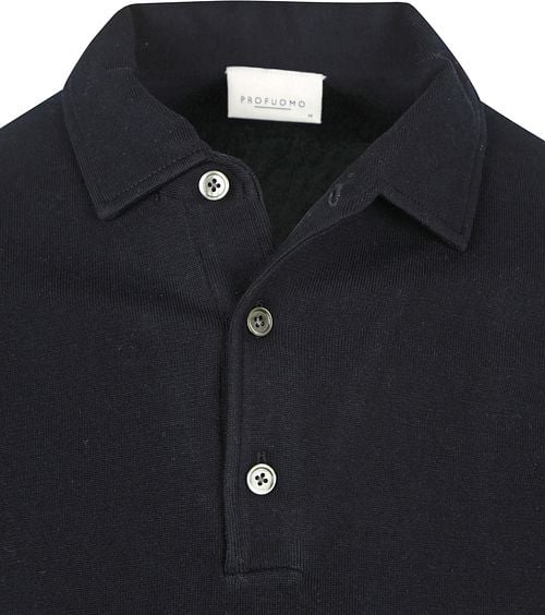 Profuomo Longsleeve Polo Shirt Luxury Basic Navy Product / Detail