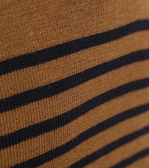 Armor-Lux Camionneur Half Zip Trui Wol Strepen Bruin Product / Detail