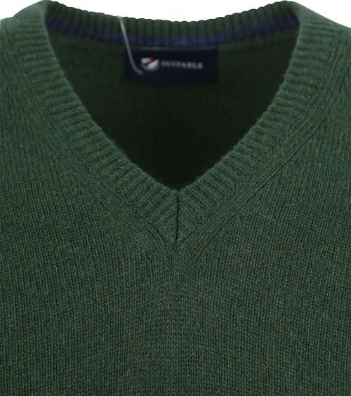 Suitable Lambswool Pullover V-Neck Dark Green Product / Detail