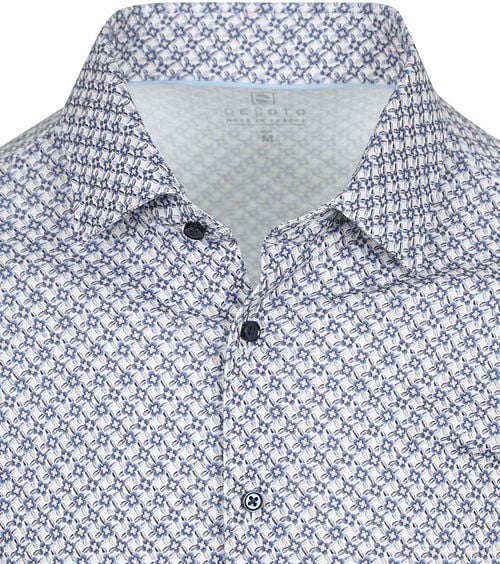 Desoto Overhemd Print Bloem Blauw Beige Product / Detail